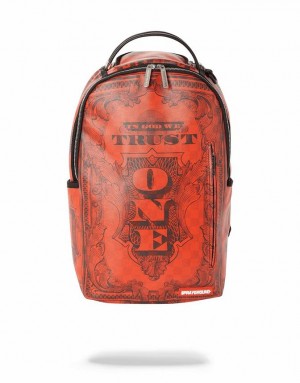 Orange Men's Sprayground In God We Backpacks | TPOU56137