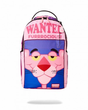 Pink Blue Men's Sprayground Panther Furrrocious Backpacks | YXVJ61809