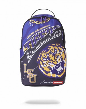 Purple Men's Sprayground Lsu Big Style Backpacks | ALSJ40781