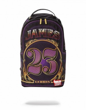 Purple Men's Sprayground Nba Lebron Money Backpacks | MXDH03986