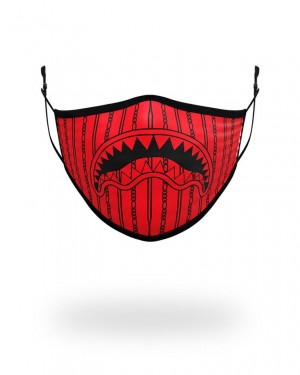 Red Black Men's Sprayground Reverse Sharks In Paris Face Masks | HWLE45896