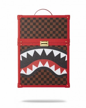 Red Brown Men's Sprayground All Or Nothing Sharks In Paris Backpacks | HRMS39261