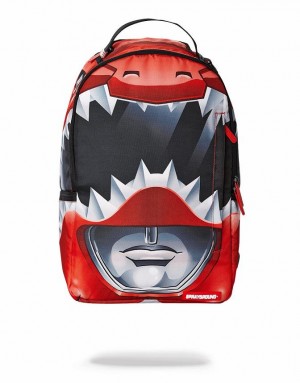 Red Grey Men's Sprayground Ranger Helmet Backpacks | HBEC67045