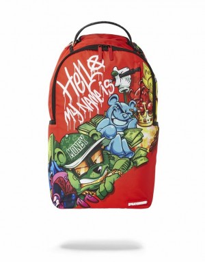 Red Men's Sprayground Da Bounce House Backpacks | ZPDM14879