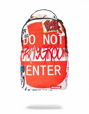 Red Men's Sprayground Do Not Enter Backpacks | HOVA91426