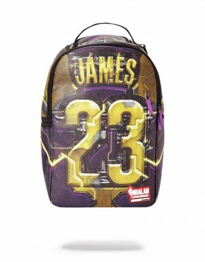 Red Men's Sprayground Lebron James Cyborg Backpacks | KNXO13650