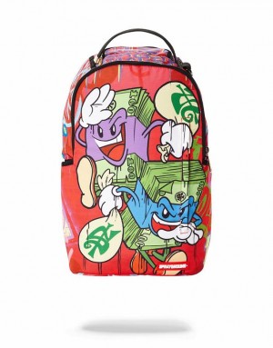 Red Men's Sprayground Money Stacks Backpacks | IUGQ67024