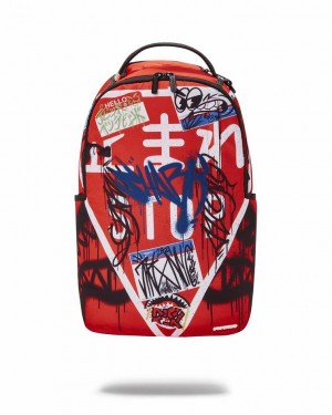 Red Men's Sprayground Night Flight Backpacks | DTNO90824