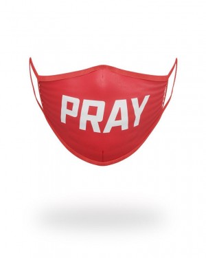 Red Men's Sprayground Pray Face Masks | IUZT18562