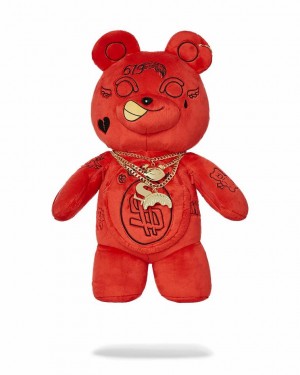 Red Men's Sprayground Teddy Bear Backpacks | ARTN45983