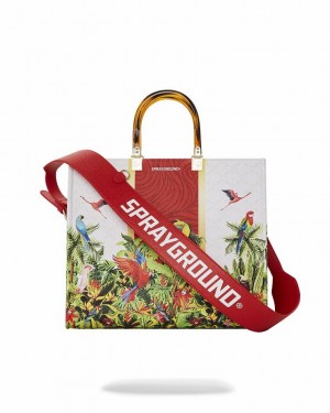 Red Women's Sprayground Flawless Flight Tote Bags | HMOF18023