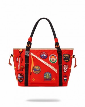 Red Women's Sprayground Global Expedition Tote Bags | TQVE85714