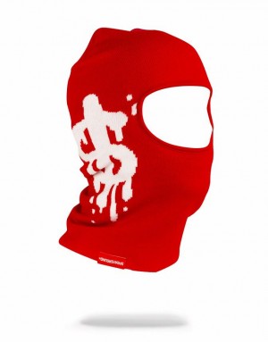 Red Women's Sprayground Money Drip Ski Mask | VZGF82603