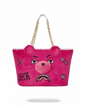 Red Women's Sprayground Plush Moneybear Tote Bags | PTAG69278