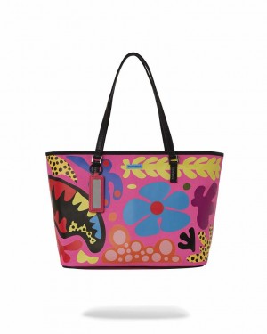 Red Women's Sprayground Psychedelic Voyage Tote Bags | ZVIQ90572