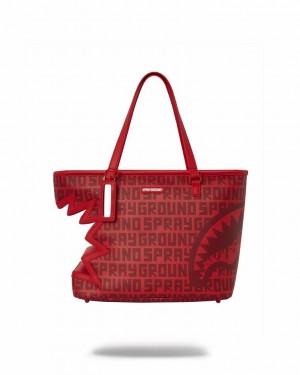 Red Women's Sprayground Shark Bite Infared Tote Bags | WOXK49358