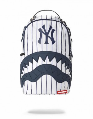 White Blue Men's Sprayground Mlb Ny Yankees Shark Backpacks | CGDT36254