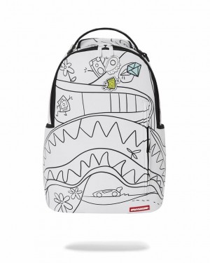 White Men's Sprayground One Liner Backpacks | RWPG48530