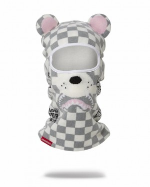 White Men's Sprayground Rose Money Bear Ski Mask | UQCJ62487