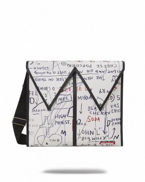 White Women's Sprayground Official Basquiat Slings Bag | IMCX60374