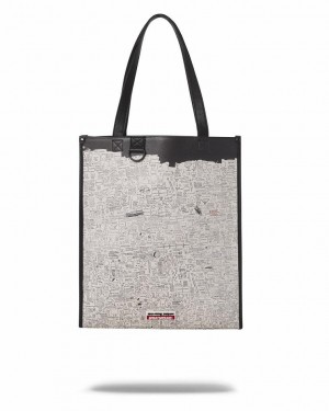 White Women's Sprayground Official Basquiat Tote Bags | QODA42350