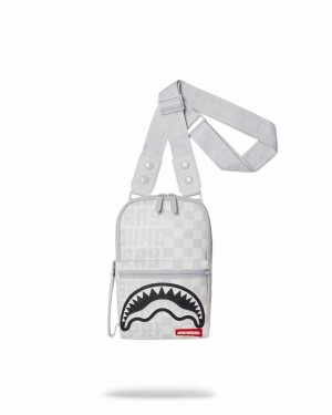 White Women's Sprayground Split The Check (Pearl) Slings Bag | BCWY23049