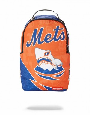 Yellow Blue Men's Sprayground Mlb New York Mets Shark Backpacks | BSMJ30642