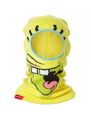 Yellow Men's Sprayground Sponge Brain Ski Mask | CWLR14029