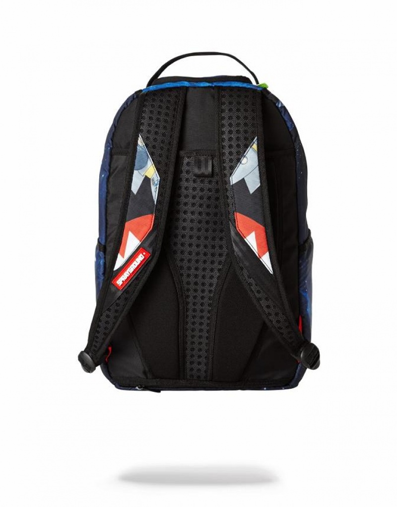 Black Blue Men's Sprayground Rick & Morty Backpacks | KOWB67102