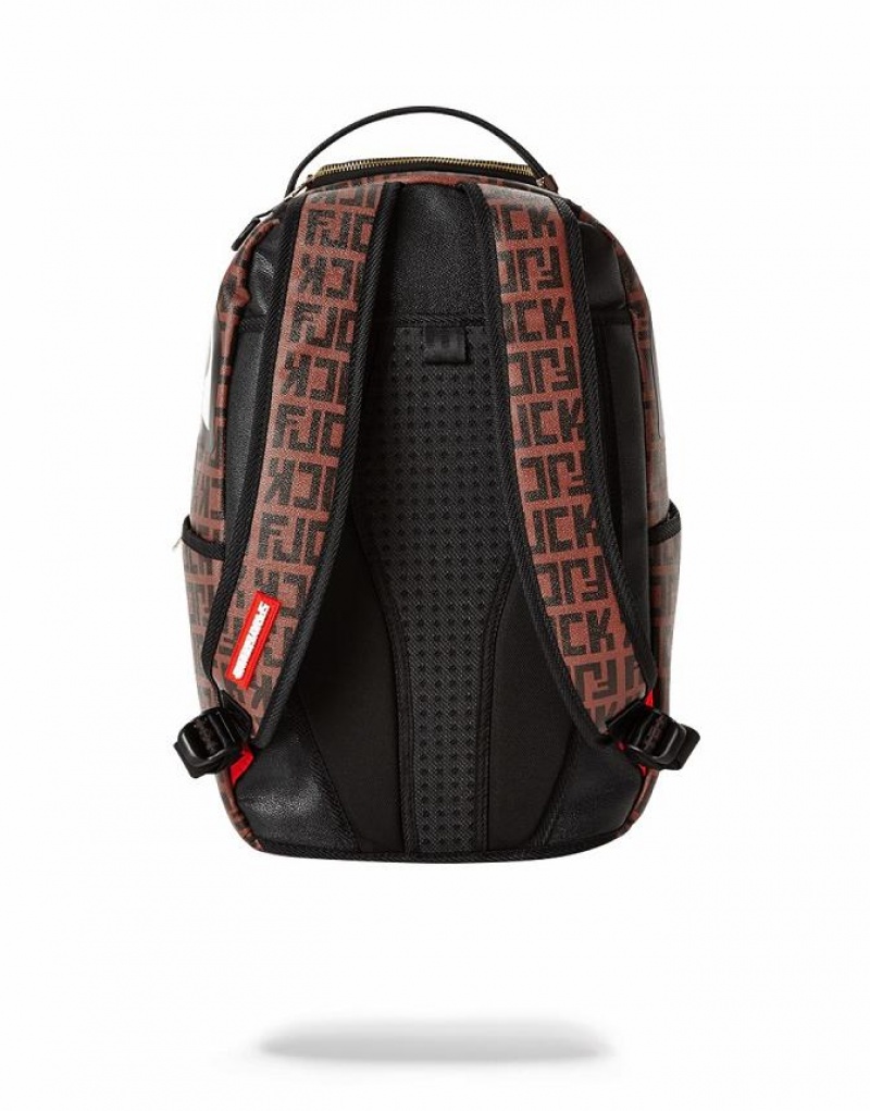 Black Brown Men's Sprayground Offended Backpacks | HDGF63807