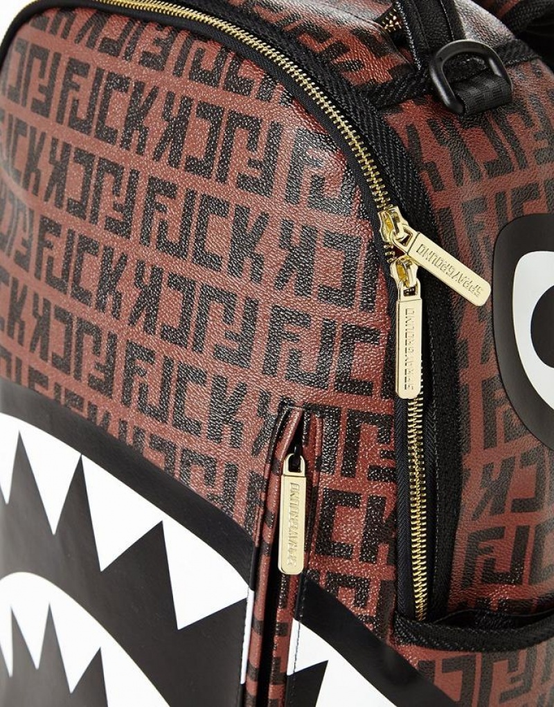 Black Brown Men's Sprayground Offended Backpacks | HDGF63807