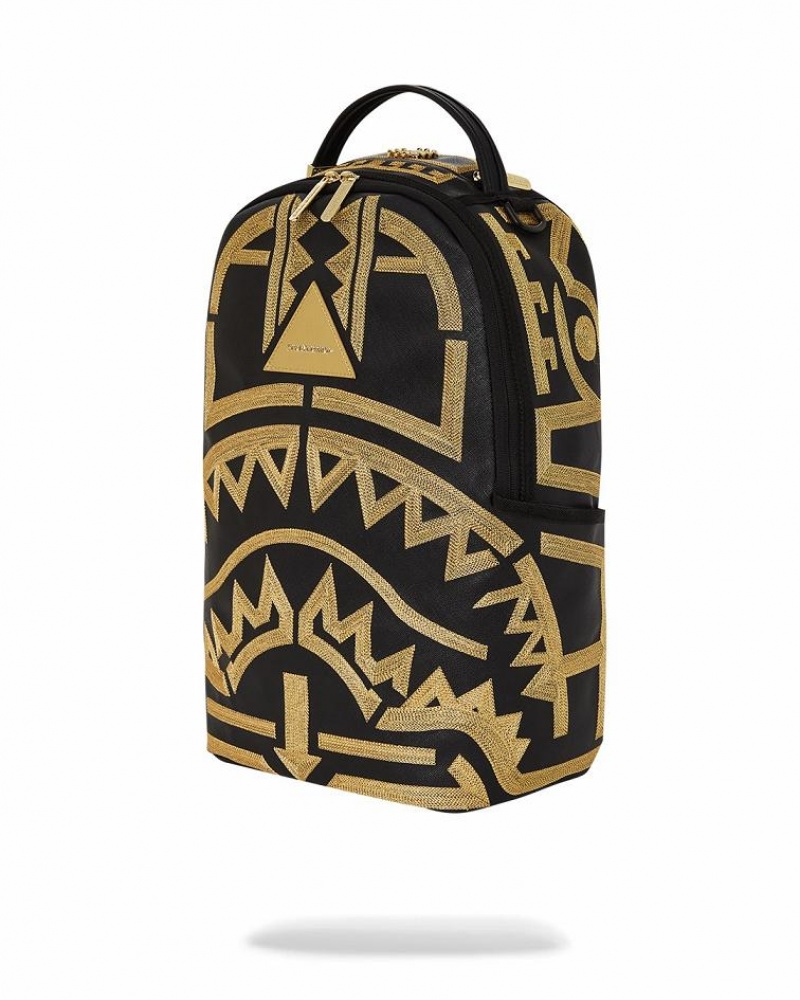 Black Gold Men's Sprayground A.I.8 African Intelligence Backpacks | SZAT26918