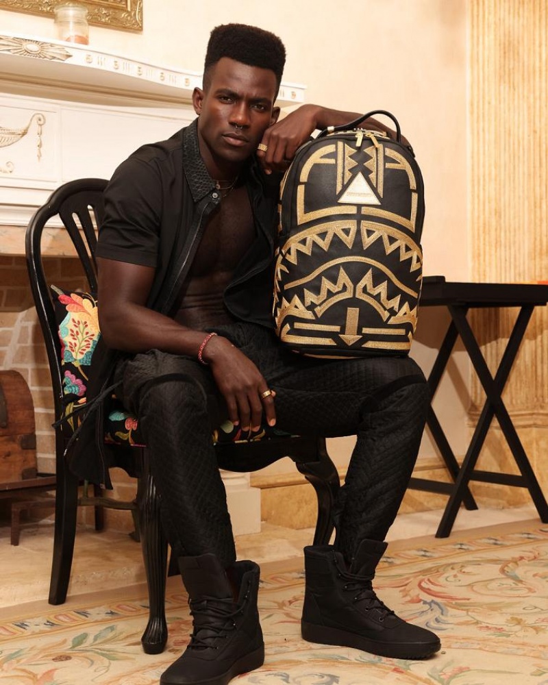 Black Gold Men's Sprayground A.I.8 African Intelligence Backpacks | SZAT26918