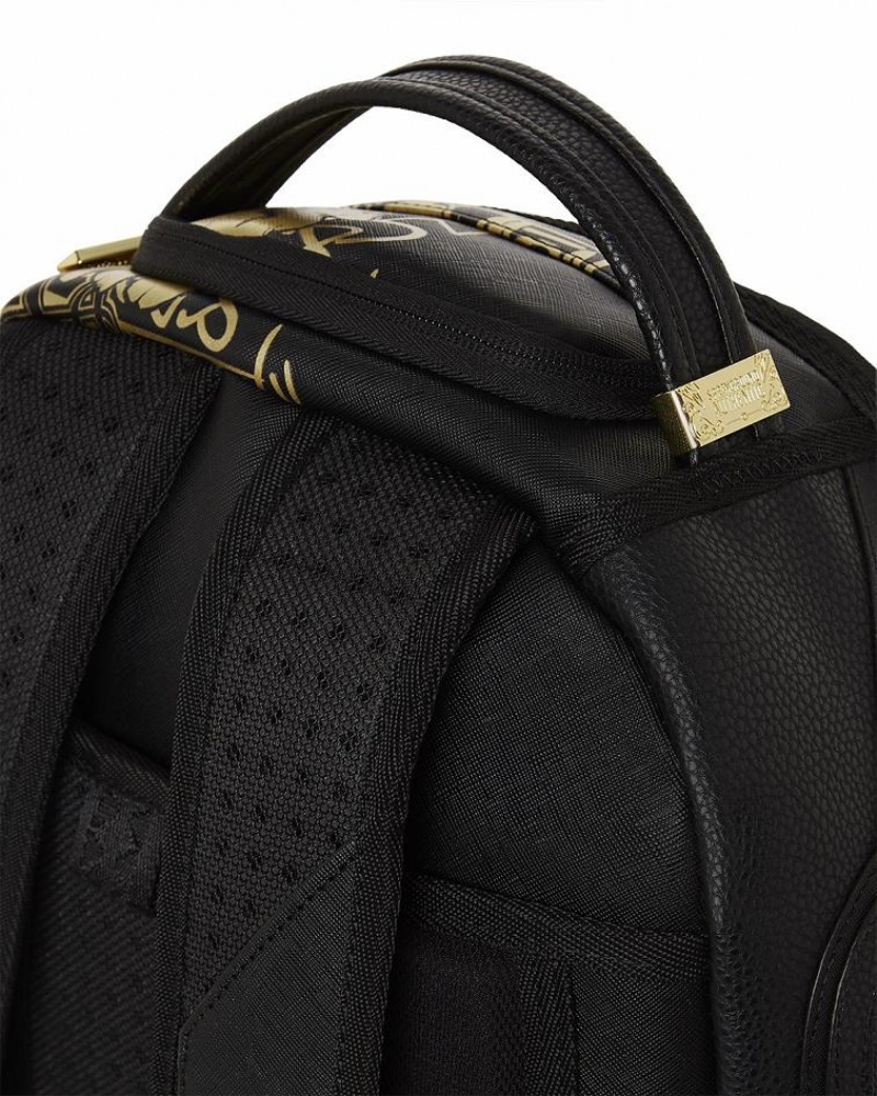 Black Gold Men's Sprayground Half Graff Glide Backpacks | CVEO56712