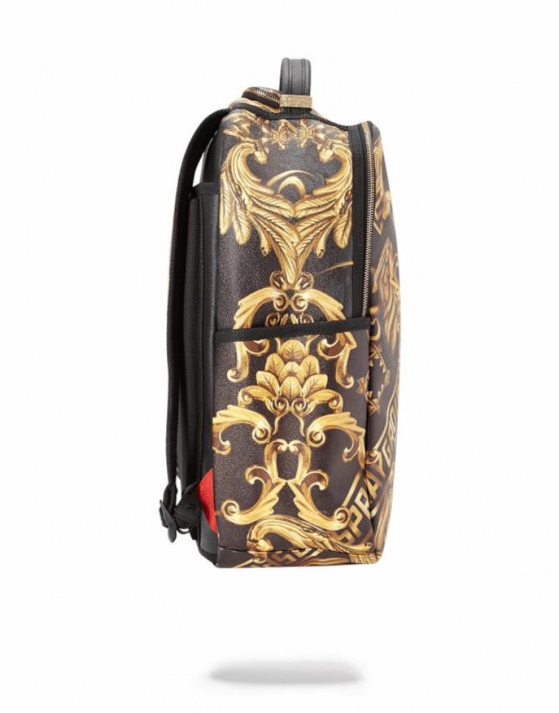 Black Gold Men's Sprayground Palace Of Sharks Backpacks | ZOLQ87054