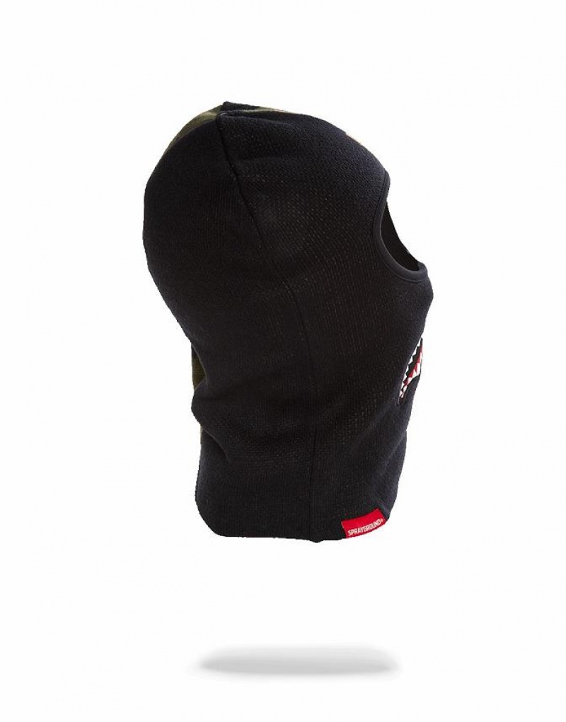 Black Green Men's Sprayground Destroy Ski Mask | PNRH94230