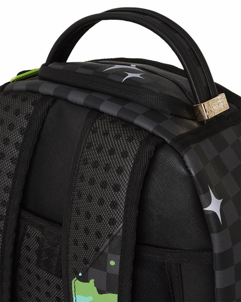 Black Green Men's Sprayground Kakashi Splash Backpacks | BOIK61834