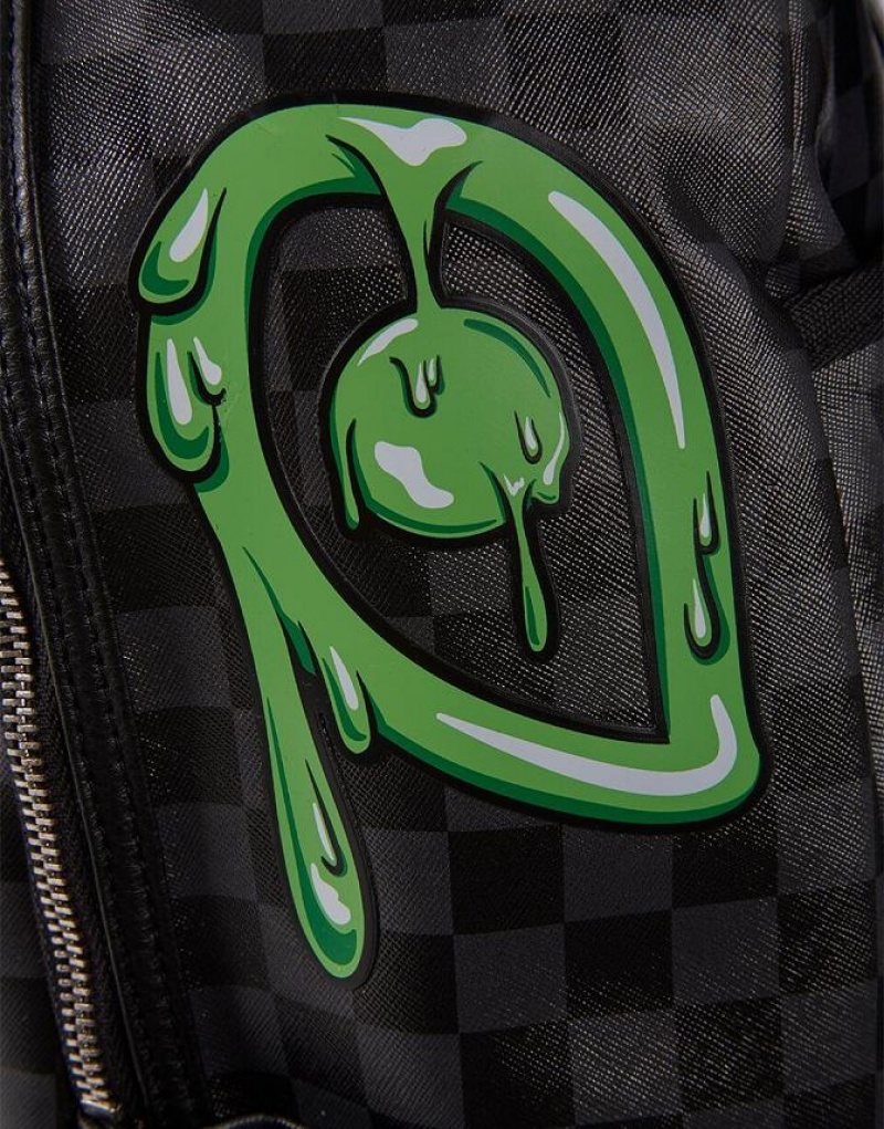 Black Green Men's Sprayground Slime Shark Backpacks | XJOF25134