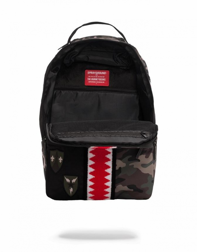 Black Green Men's Sprayground Split Camo Backpacks | MJUV84906