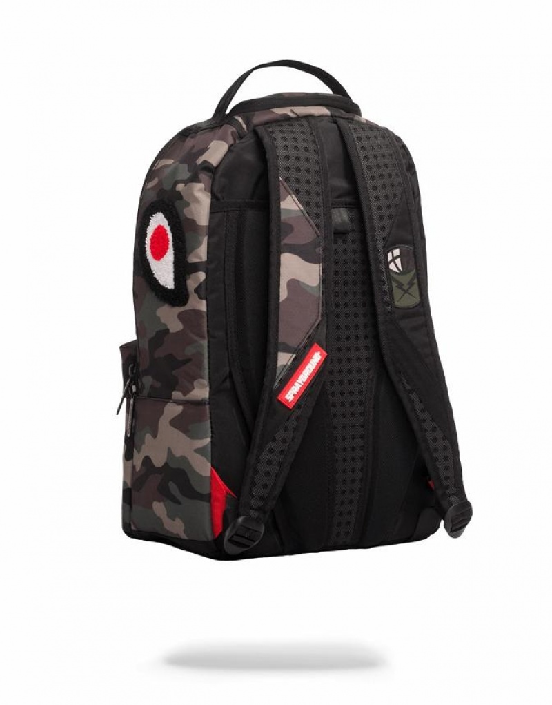 Black Green Men's Sprayground Split Camo Backpacks | MJUV84906