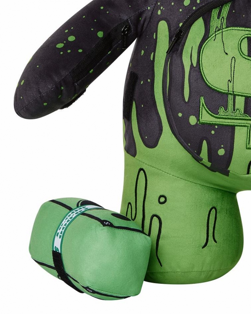 Black Green Men's Sprayground Teddy Bear Backpacks | NAUR10276