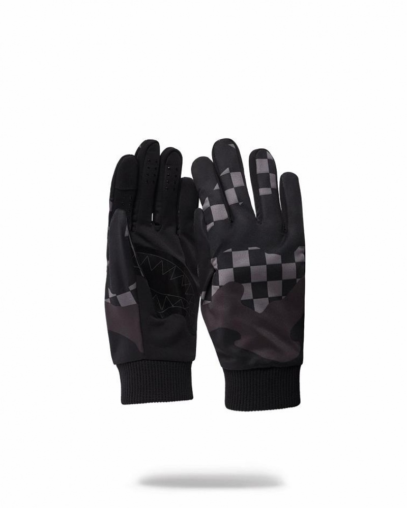 Black Men\'s Sprayground 3am Never Sleep Gloves | KHUN24371