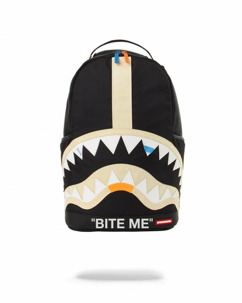 Black Men\'s Sprayground Bite Me Shark Backpacks | ANPF91582