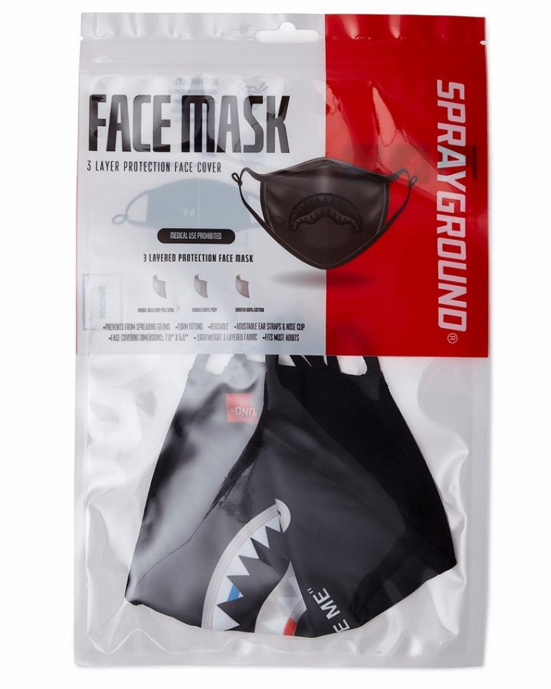 Black Men's Sprayground Bite Me Shark Face Masks | IOWB90462