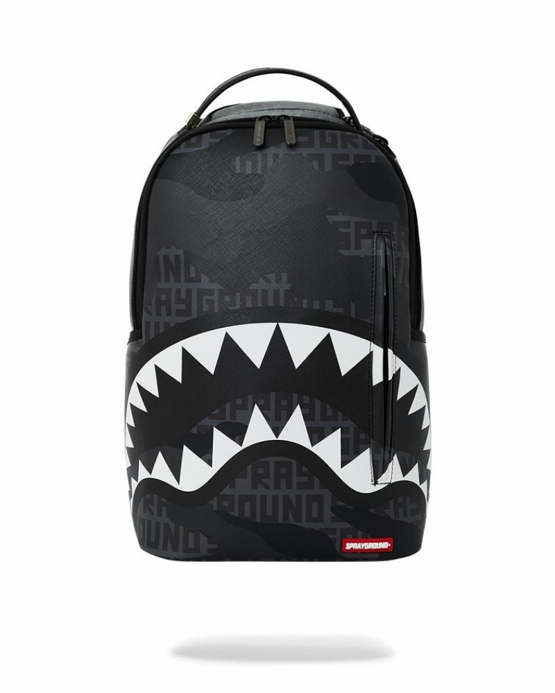 Black Men\'s Sprayground Casper Hiding In Plain Sight Backpacks | YDKJ87029