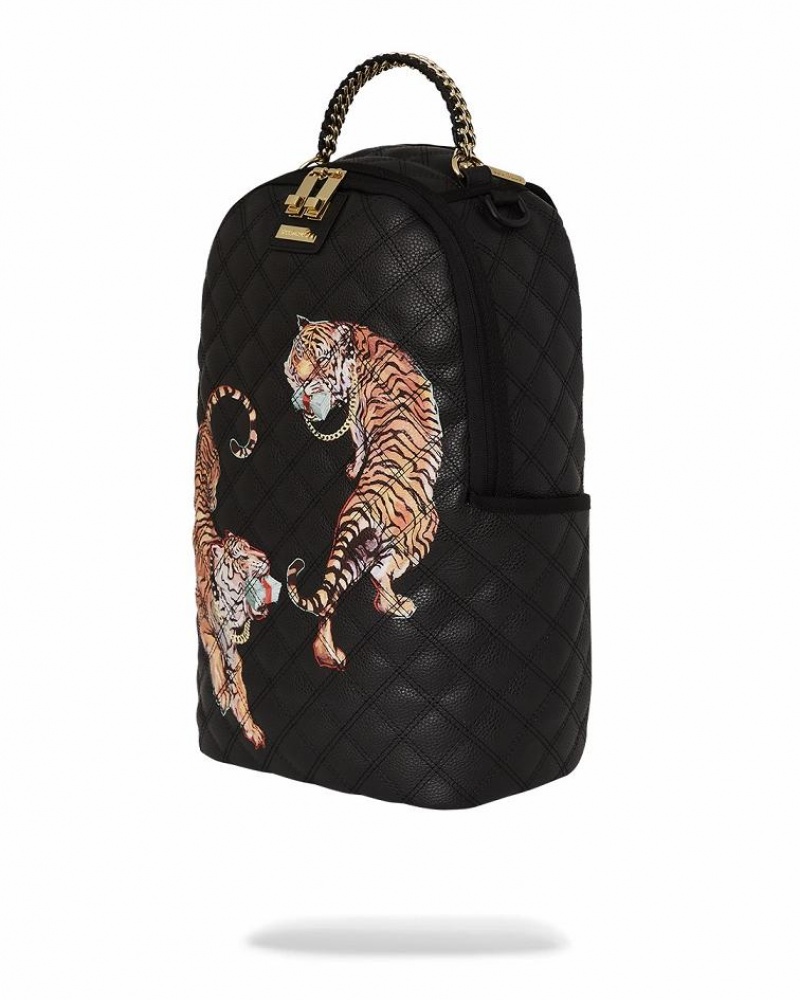 Black Men's Sprayground Catwalk Currency Backpacks | YDFI90345