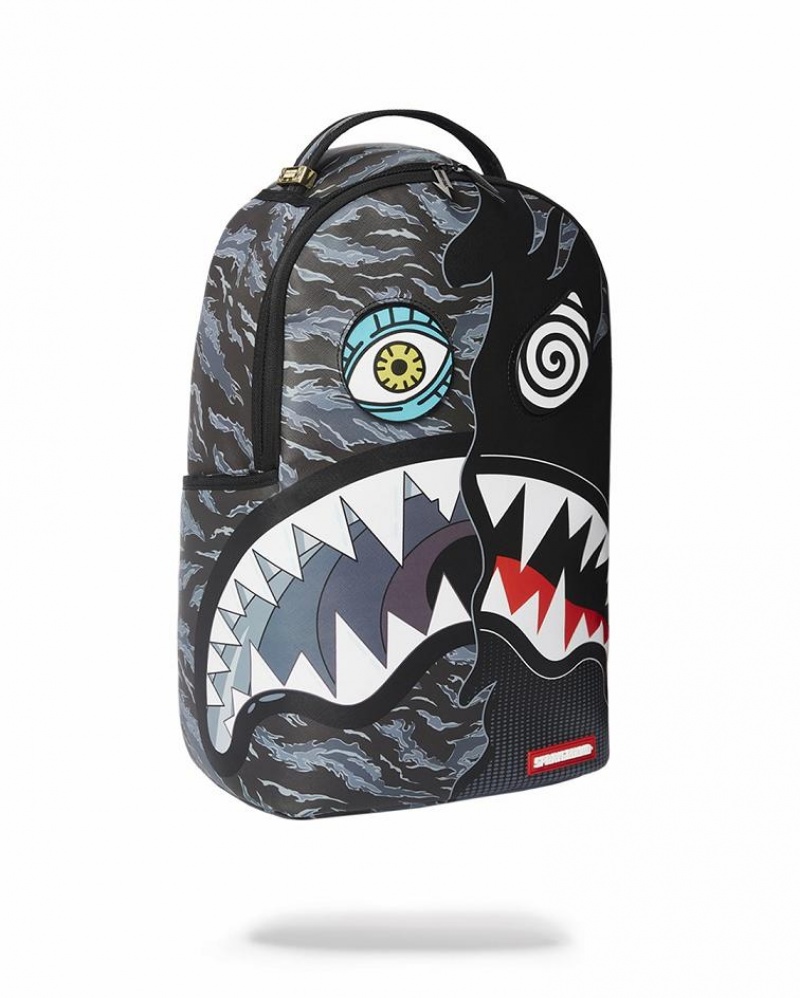 Black Men's Sprayground Dazed And Shark Backpacks | TCEZ39726