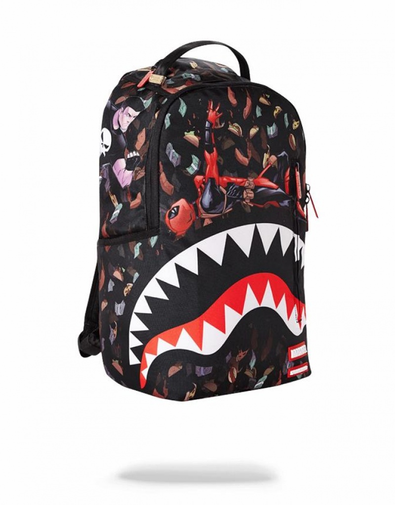 Black Men's Sprayground Deadpool Backpacks | AYZK53642