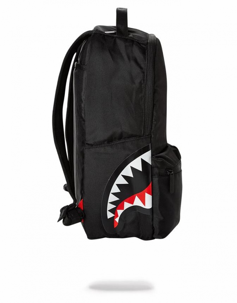 Black Men's Sprayground Double Cargo Side Shark Backpacks | WNMK48395