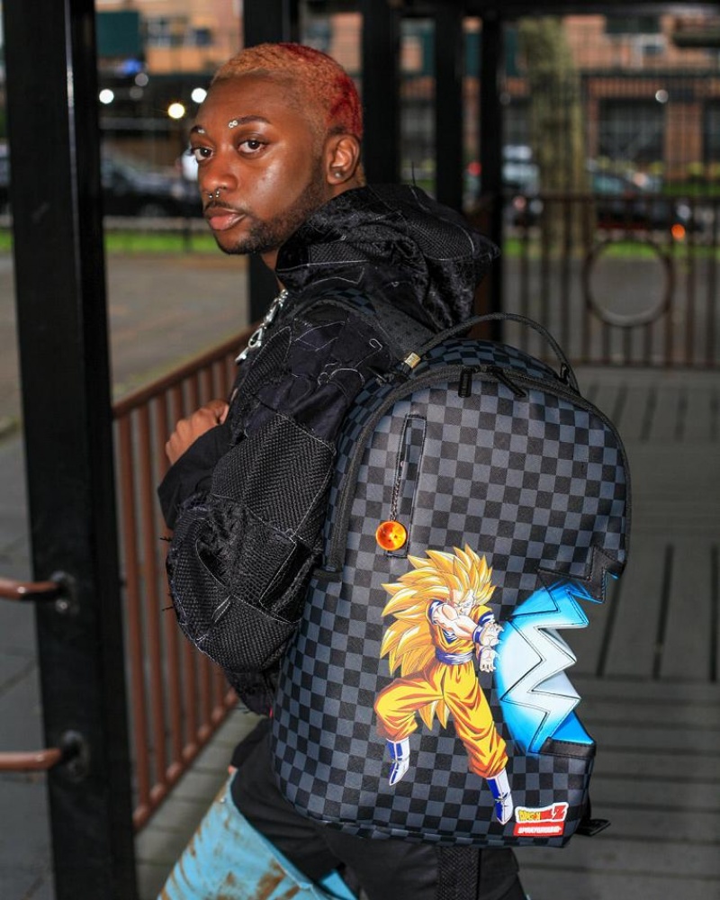 Black Men's Sprayground Dragon Ball Z Kamehameha Backpacks | SJLR60731